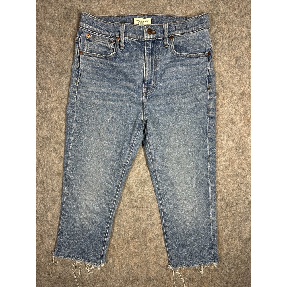 Madewell High Rise Slim Boyjean Women's Size 26 Raw Hem Light Wash Denim Jeans